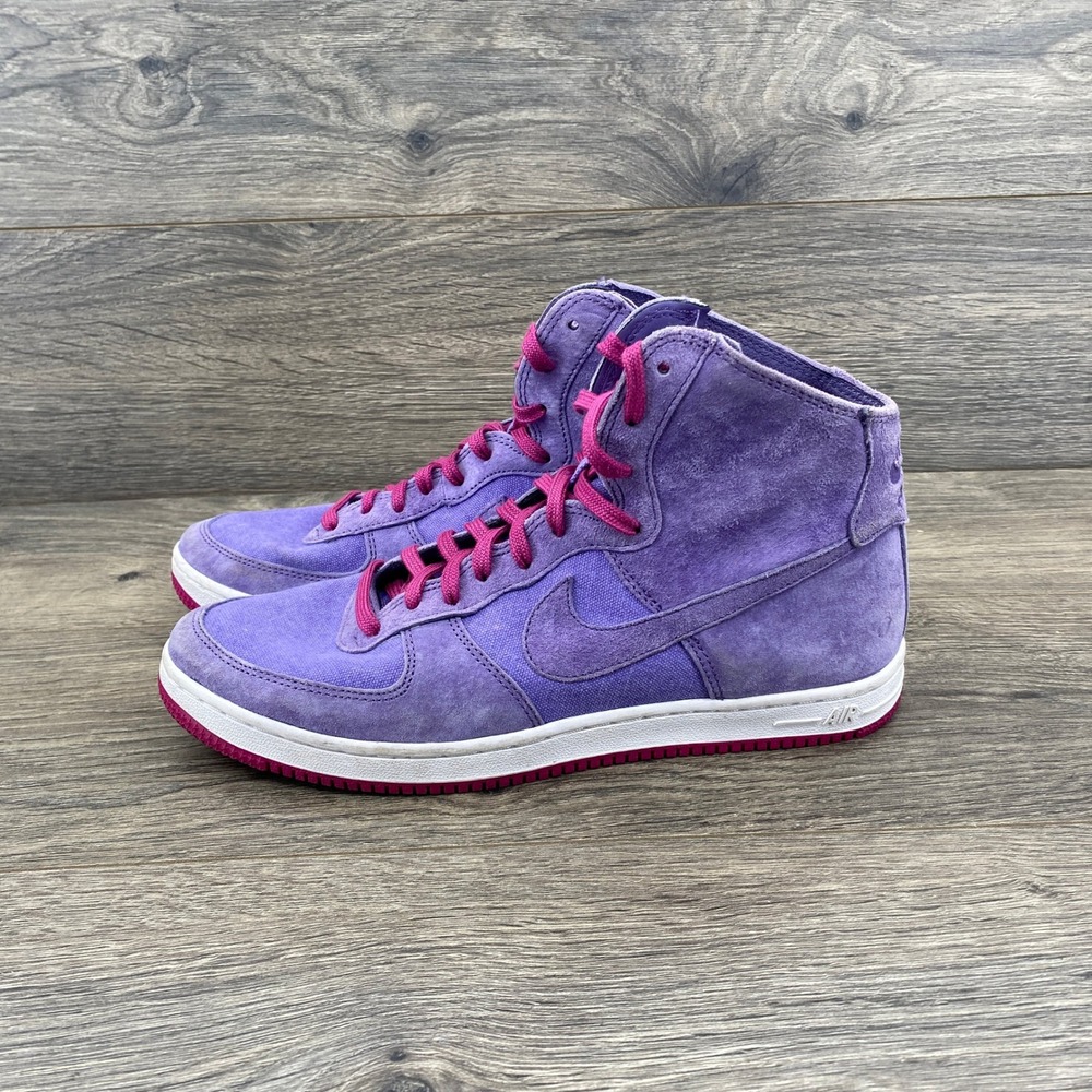 Nike Air‎ Force 1 High Top Sneakers Purple Suede Lace Up Women US 8 EUR 39